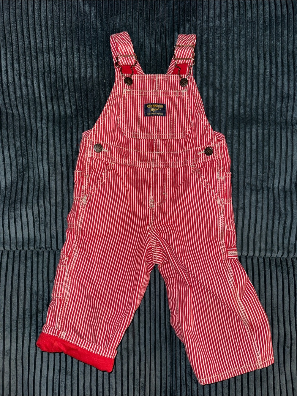 OshKosh B'gosh Red and White Striped Kids Overalls